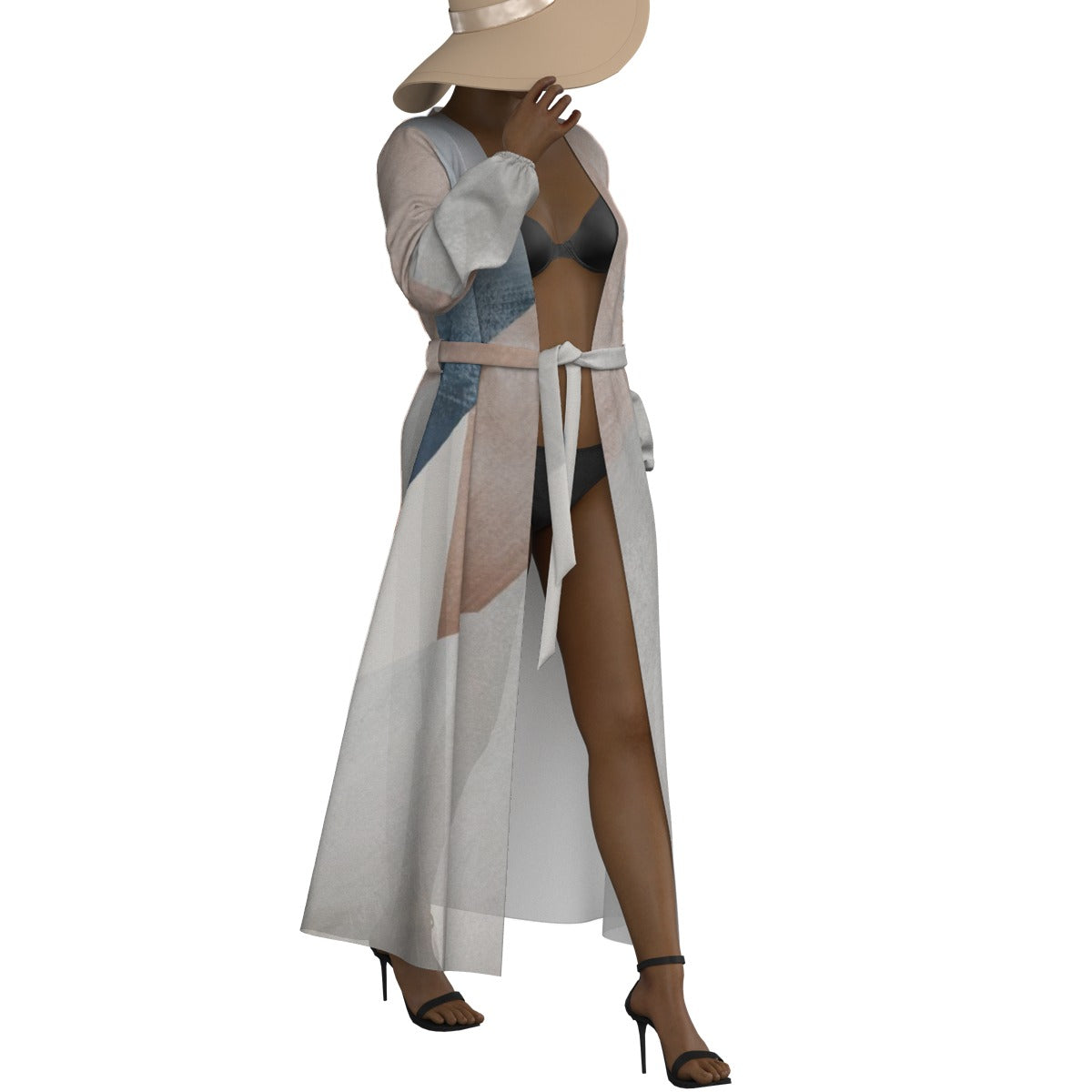 All-Over Print Women's Lace-up Chiffon Robe