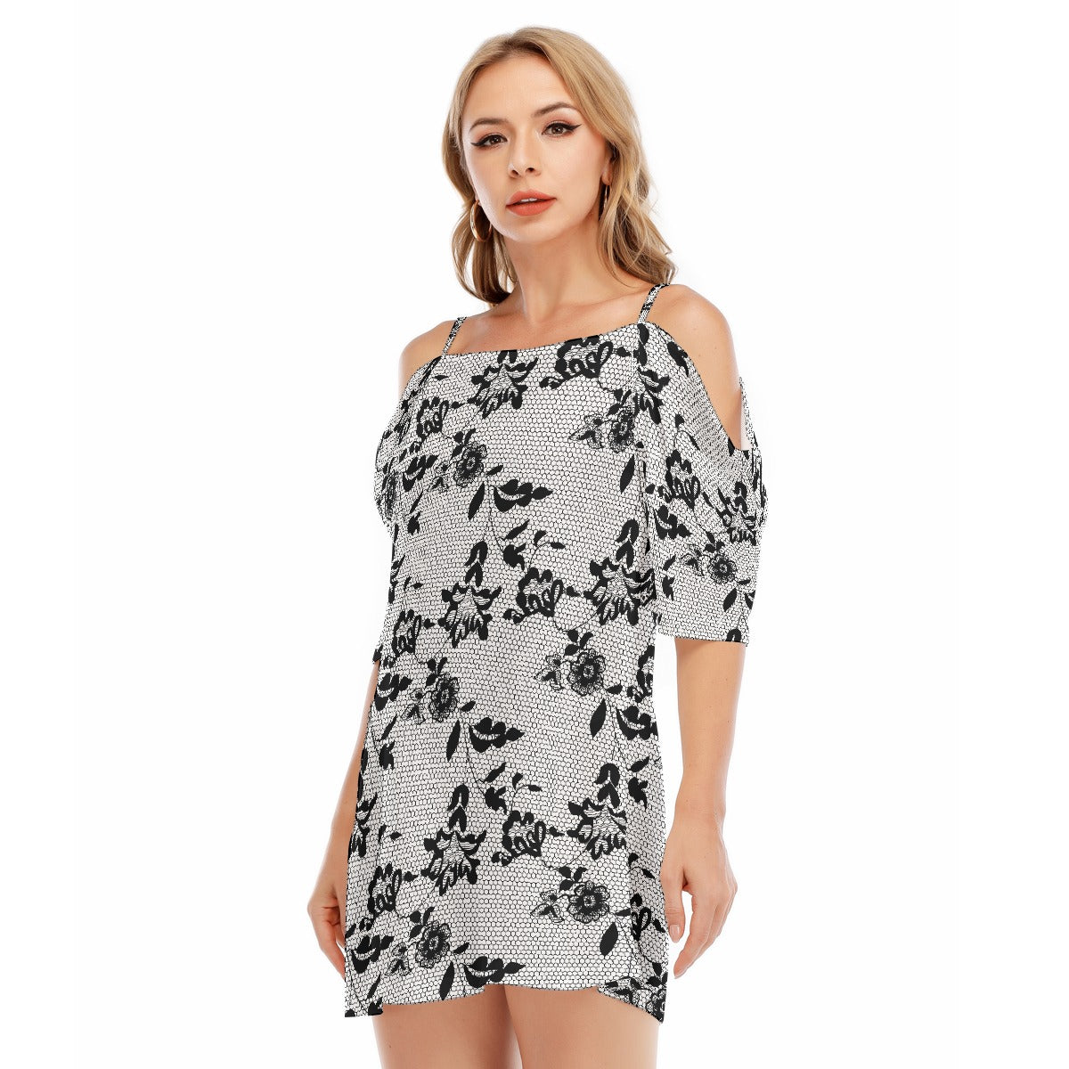All-Over Print Women's Off-shoulder Cami Dress