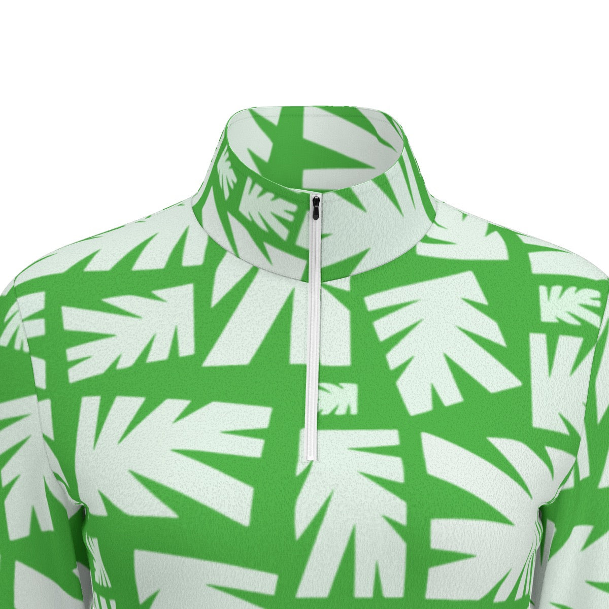 All-Over Print Women's Sports Collar Jersey With Long Sleeve