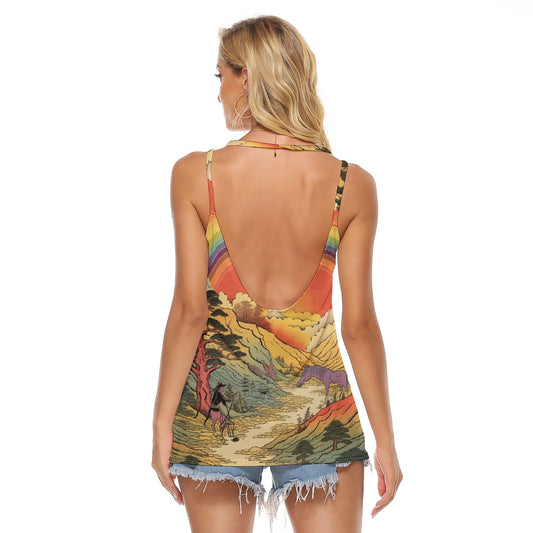 All-Over Print Women's Halter Top With Backless