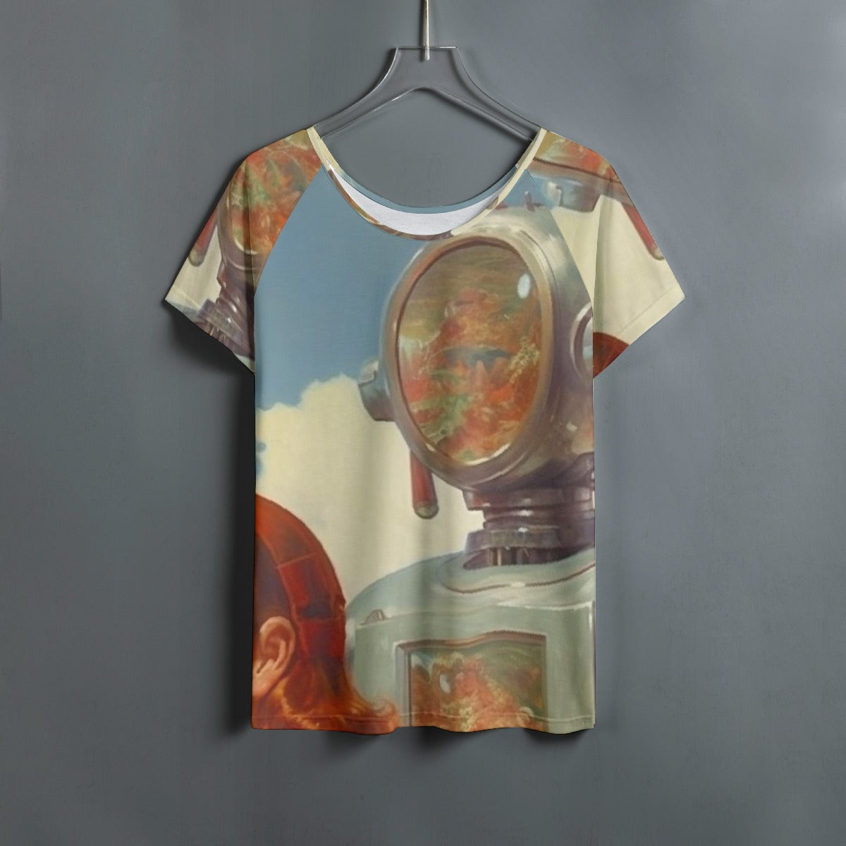 All-Over Print Women's Round Neck T-shirt With Raglan Sleeve