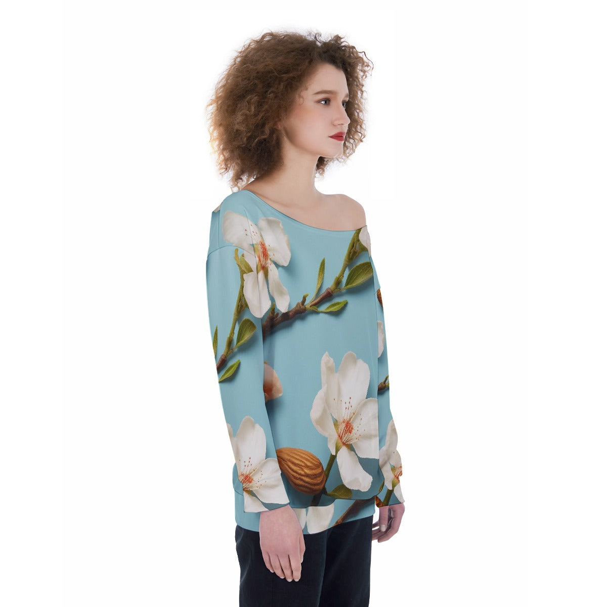 All-Over Print Oversized Women's Off-Shoulder Sweatshirt