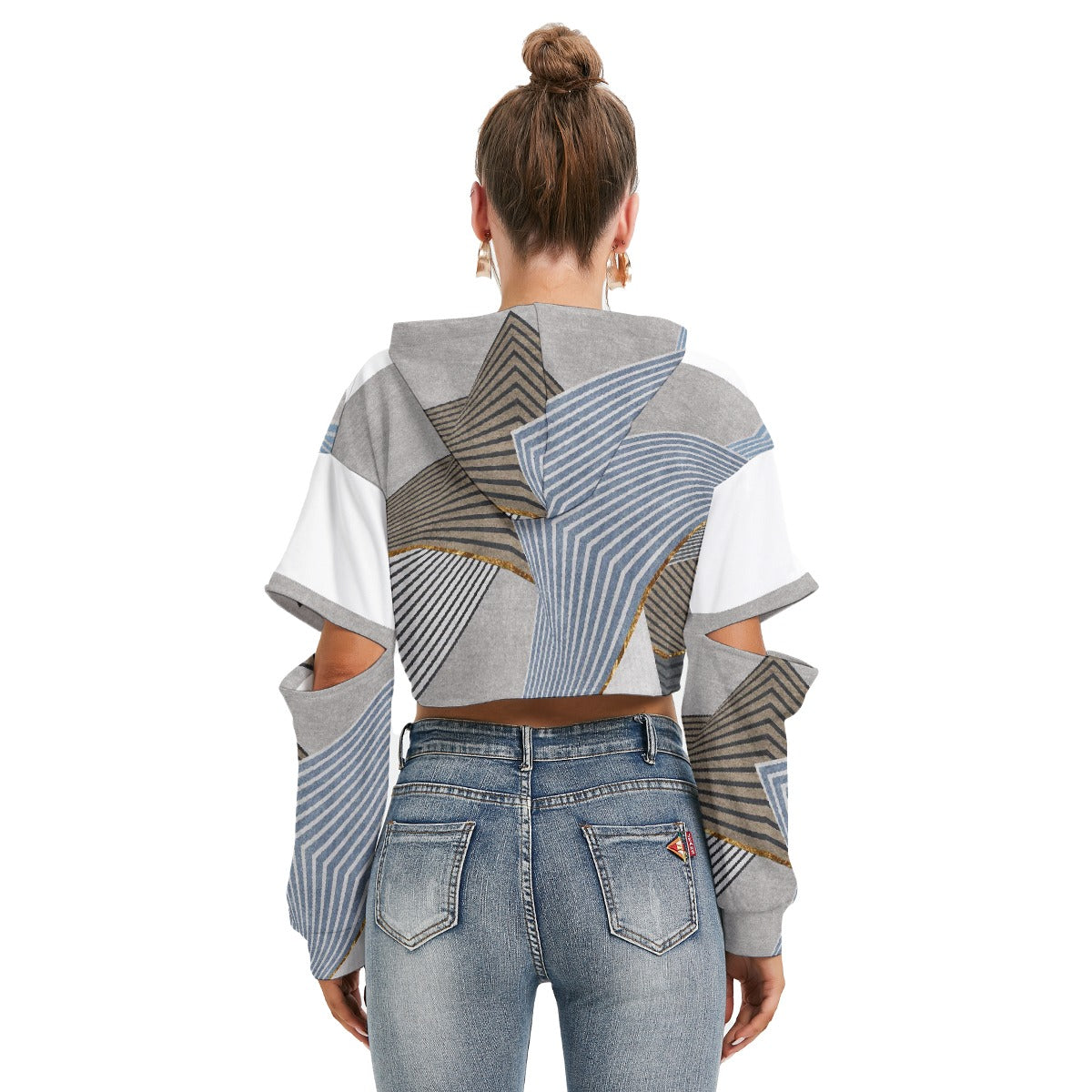 All-Over Print Women's Heavy Fleece Hoodie With Hollow Out Sleeve