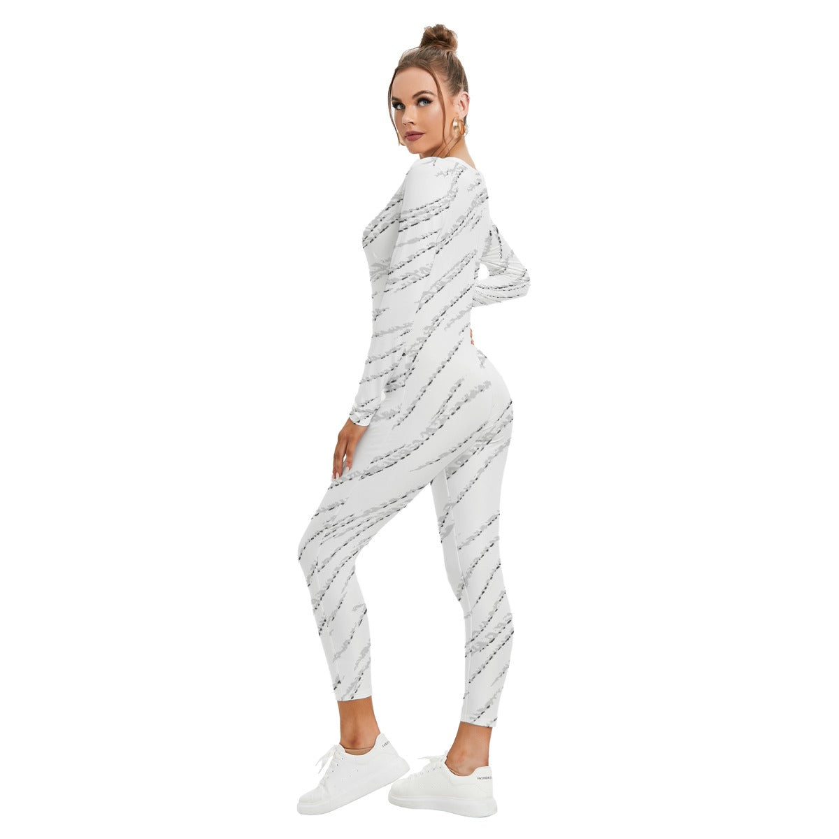 All-Over Print Women's Plunging Neck Jumpsuit