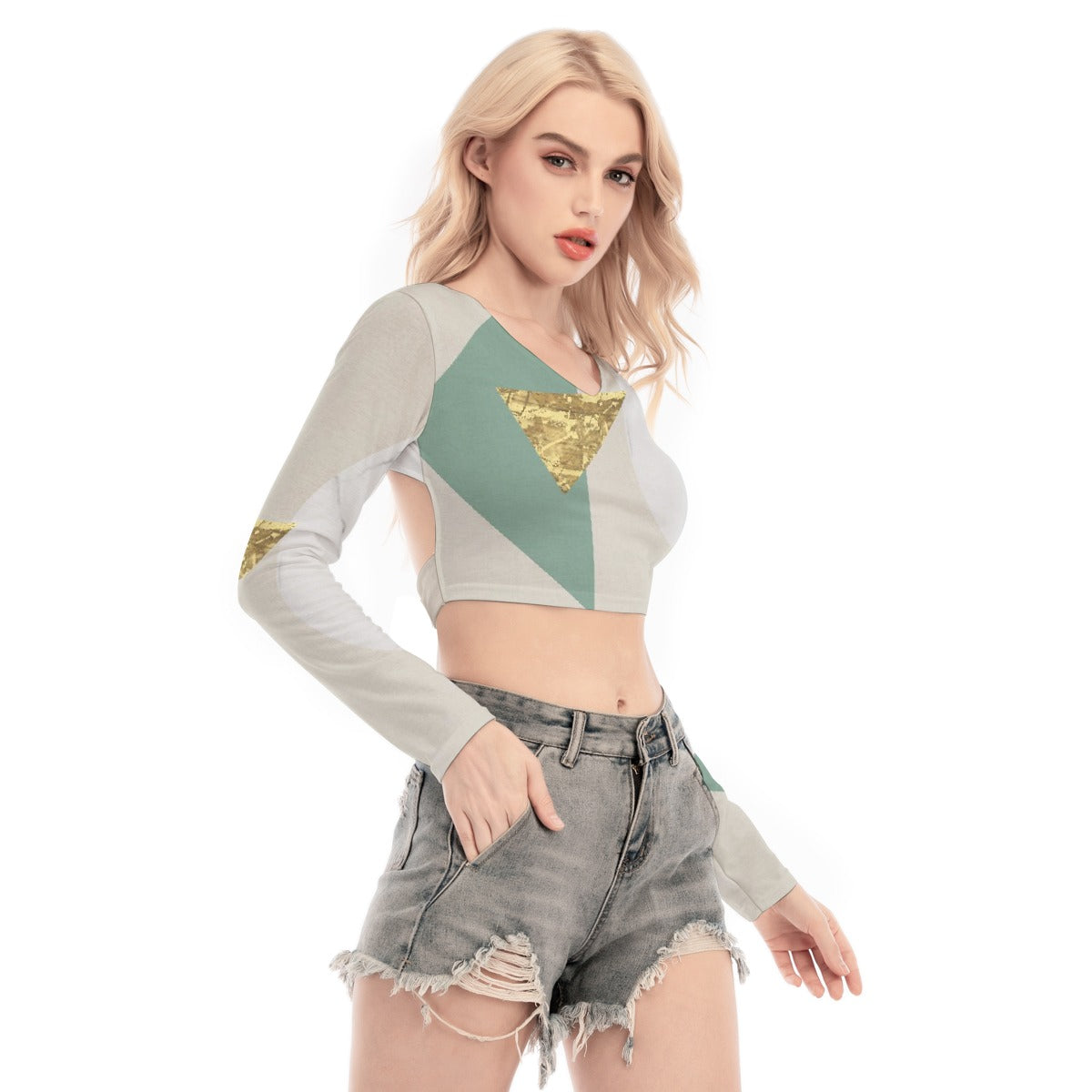 All-Over Print Women's Back Hollow T-shirt With Strap