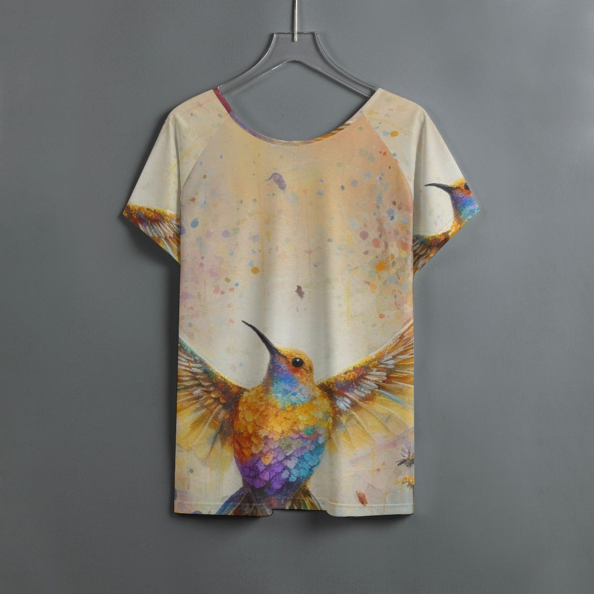 All-Over Print Women's Round Neck T-shirt With Raglan Sleeve