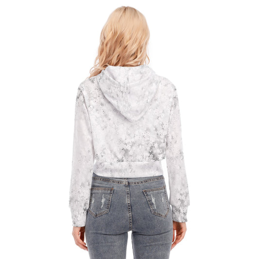 All-Over Print Women's Crop Top Hoodie With Zipper Closure