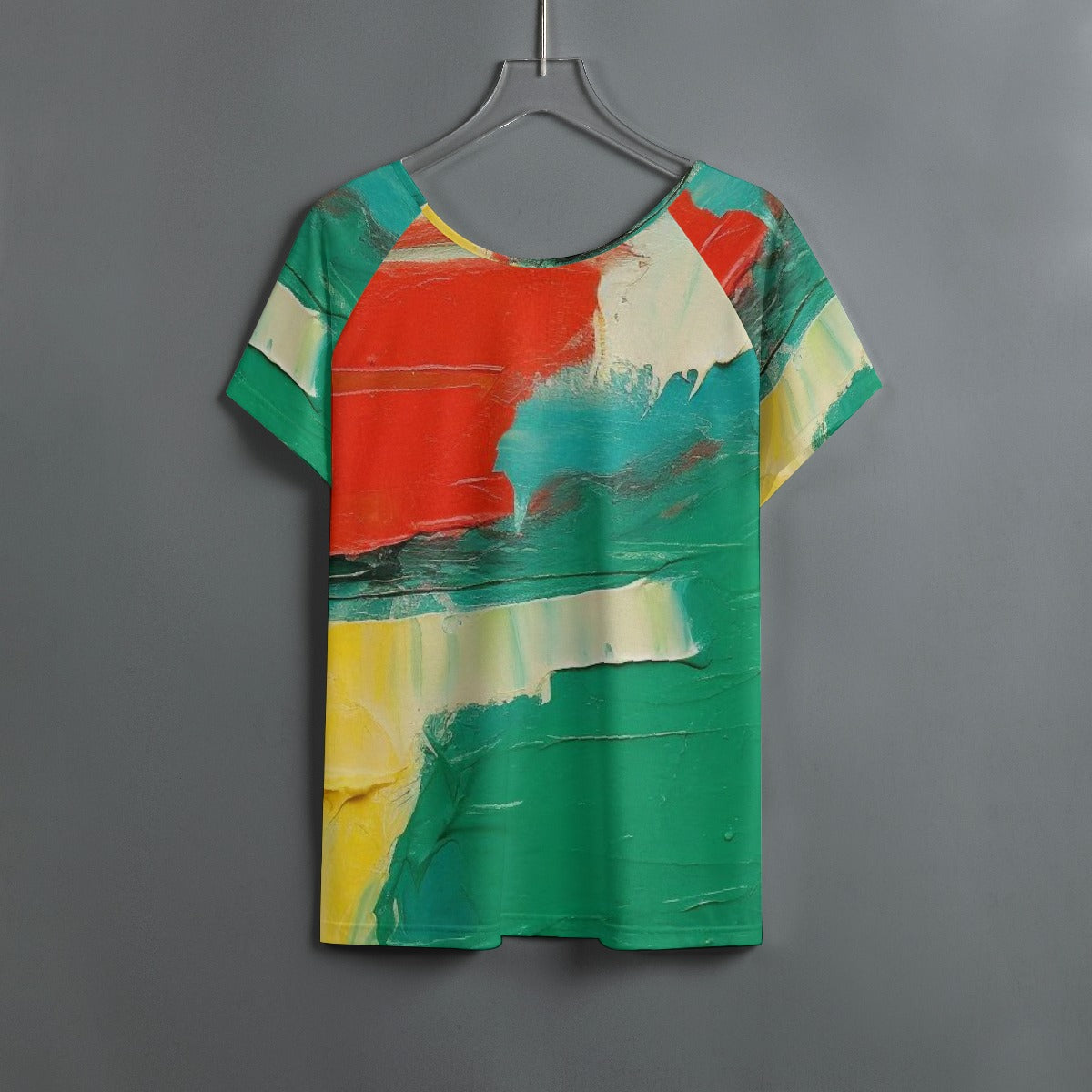 All-Over Print Women's Round Neck T-shirt With Raglan Sleeve