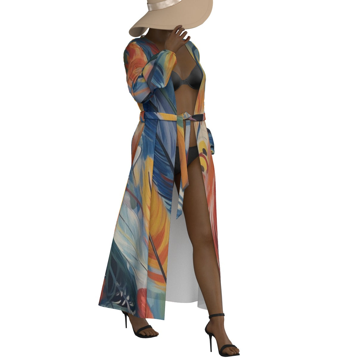 All-Over Print Women's Lace-up Chiffon Robe