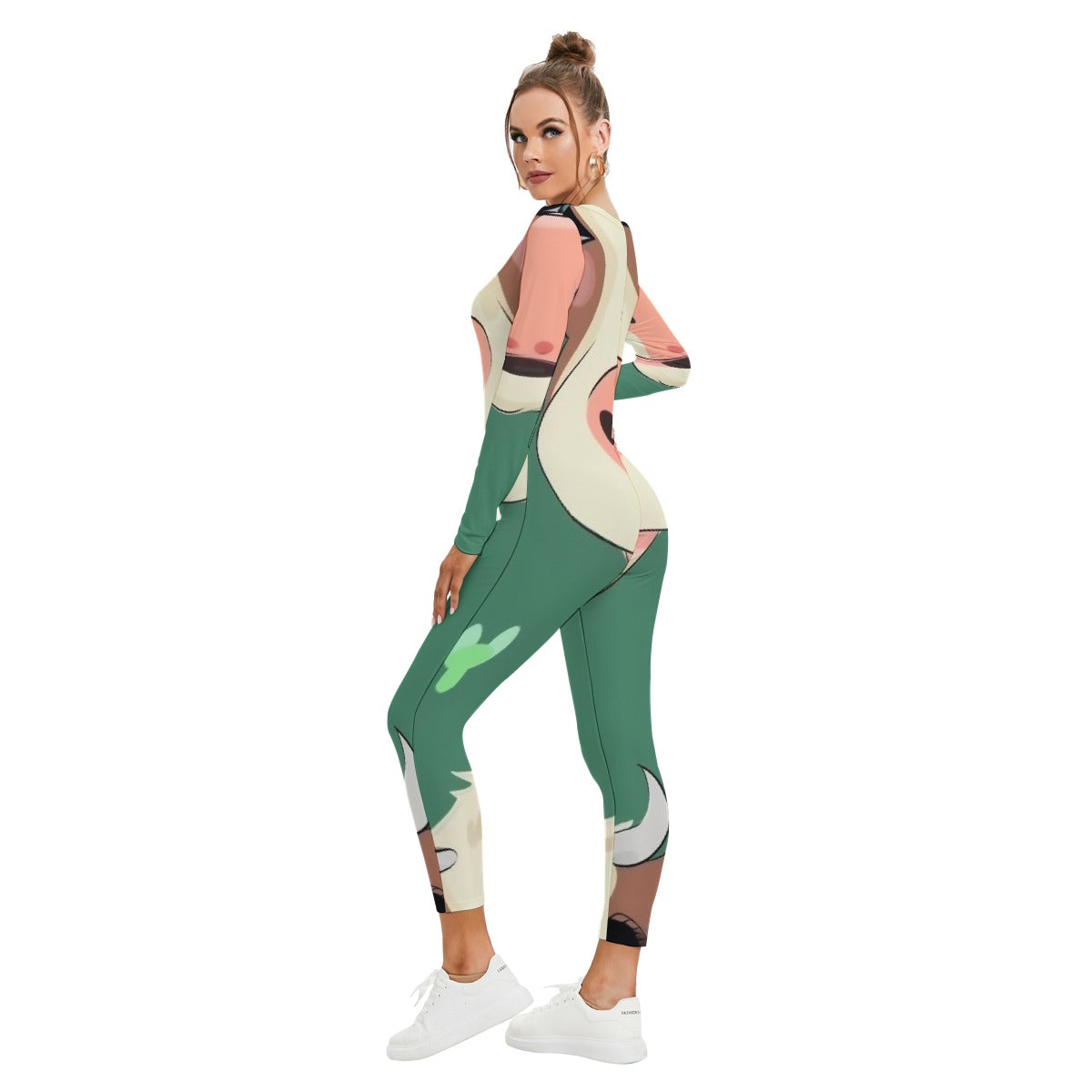 All-Over Print Women's Plunging Neck Jumpsuit