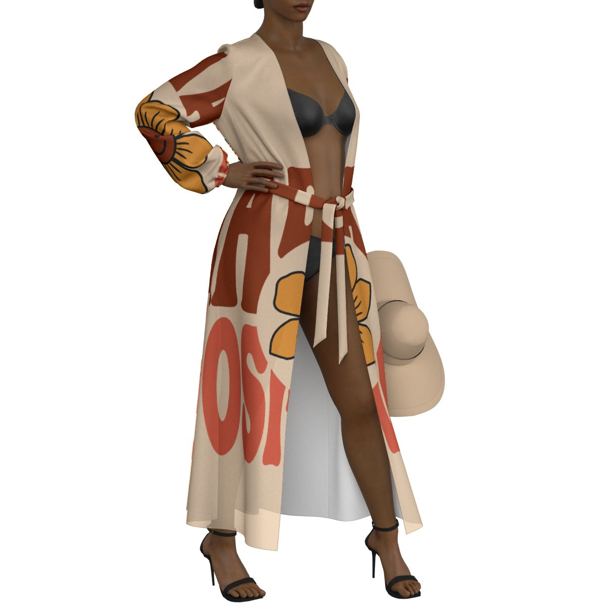 All-Over Print Women's Lace-up Chiffon Robe