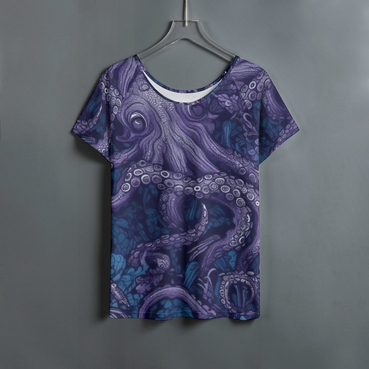 All-Over Print Women's Round Neck T-shirt With Raglan Sleeve