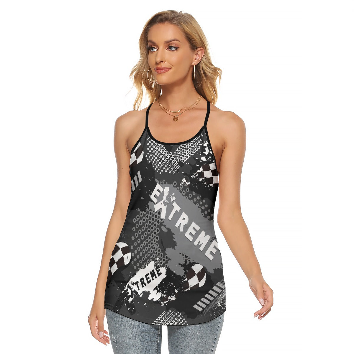 All-Over Print Women's Criss-Cross Open Back Tank Top
