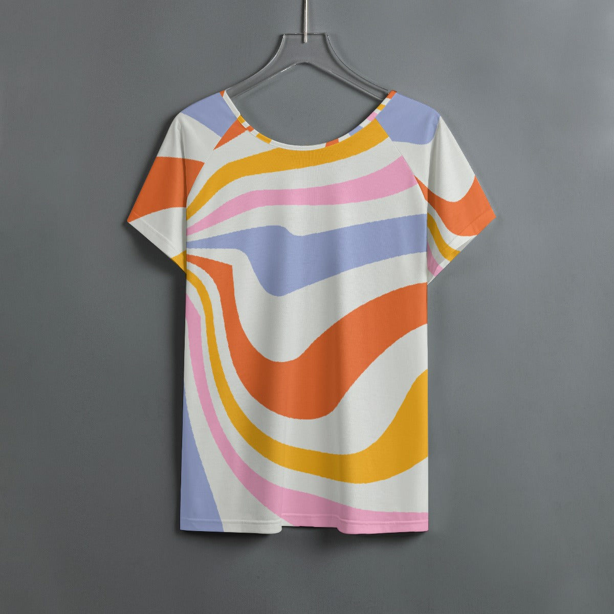All-Over Print Women's Round Neck T-shirt With Raglan Sleeve