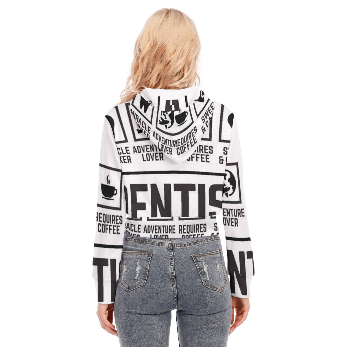 All-Over Print Women's Crop Top Hoodie With Zipper Closure