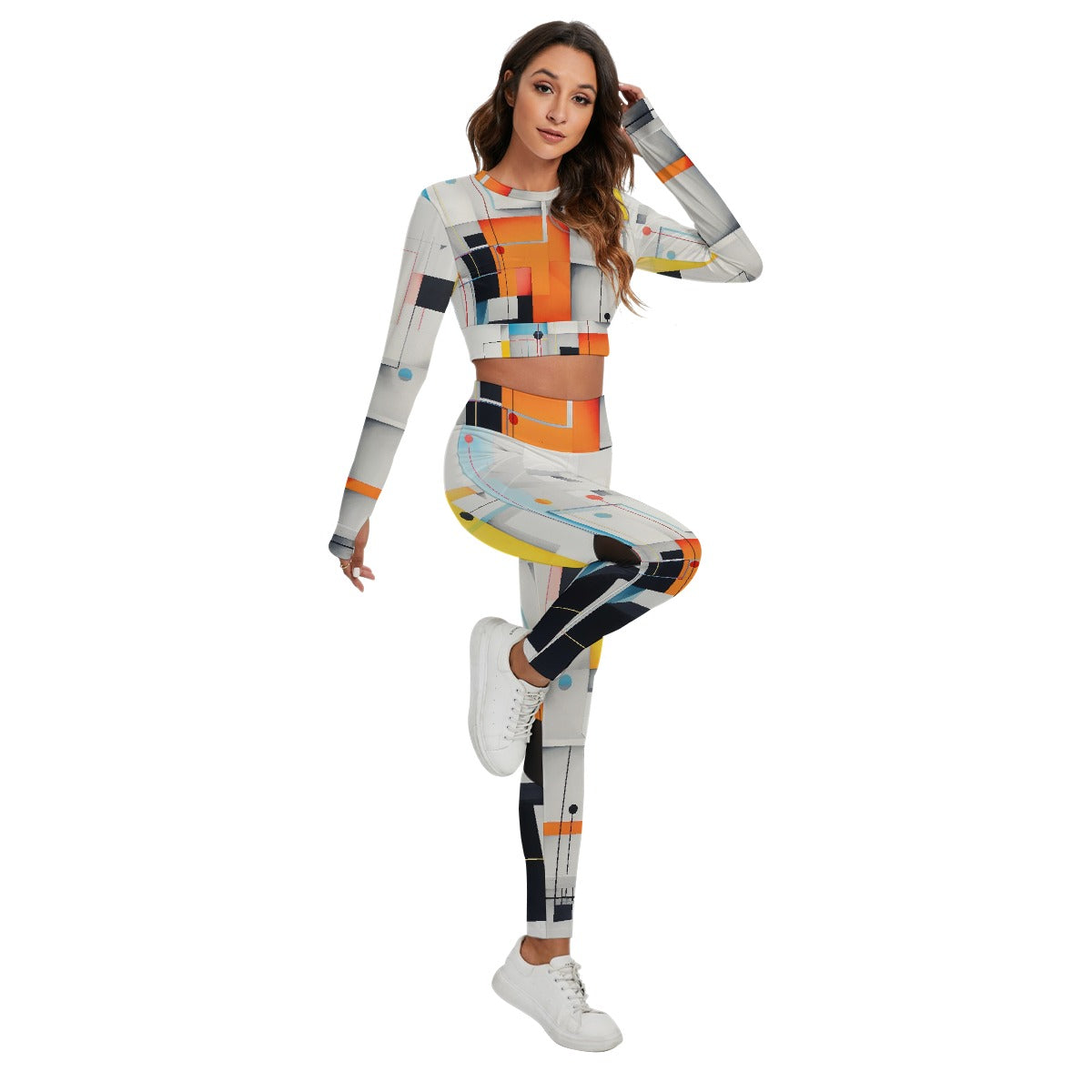All-Over Print Women's Sport Set With Backless Top And Leggings