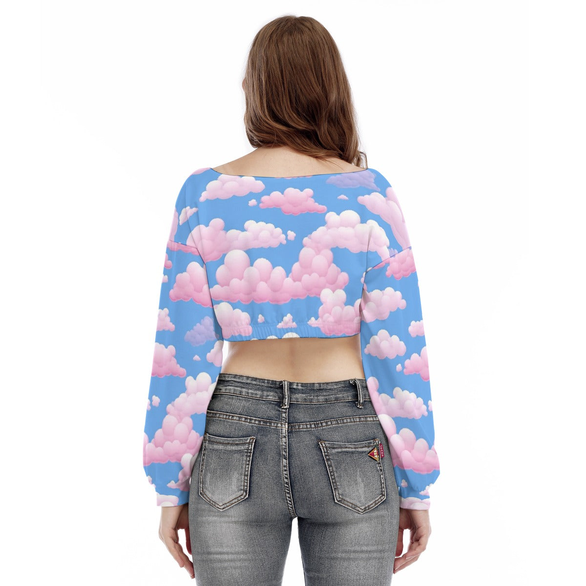 All-Over Print Women's V-neck Long Sleeve Cropped Sweatshirt