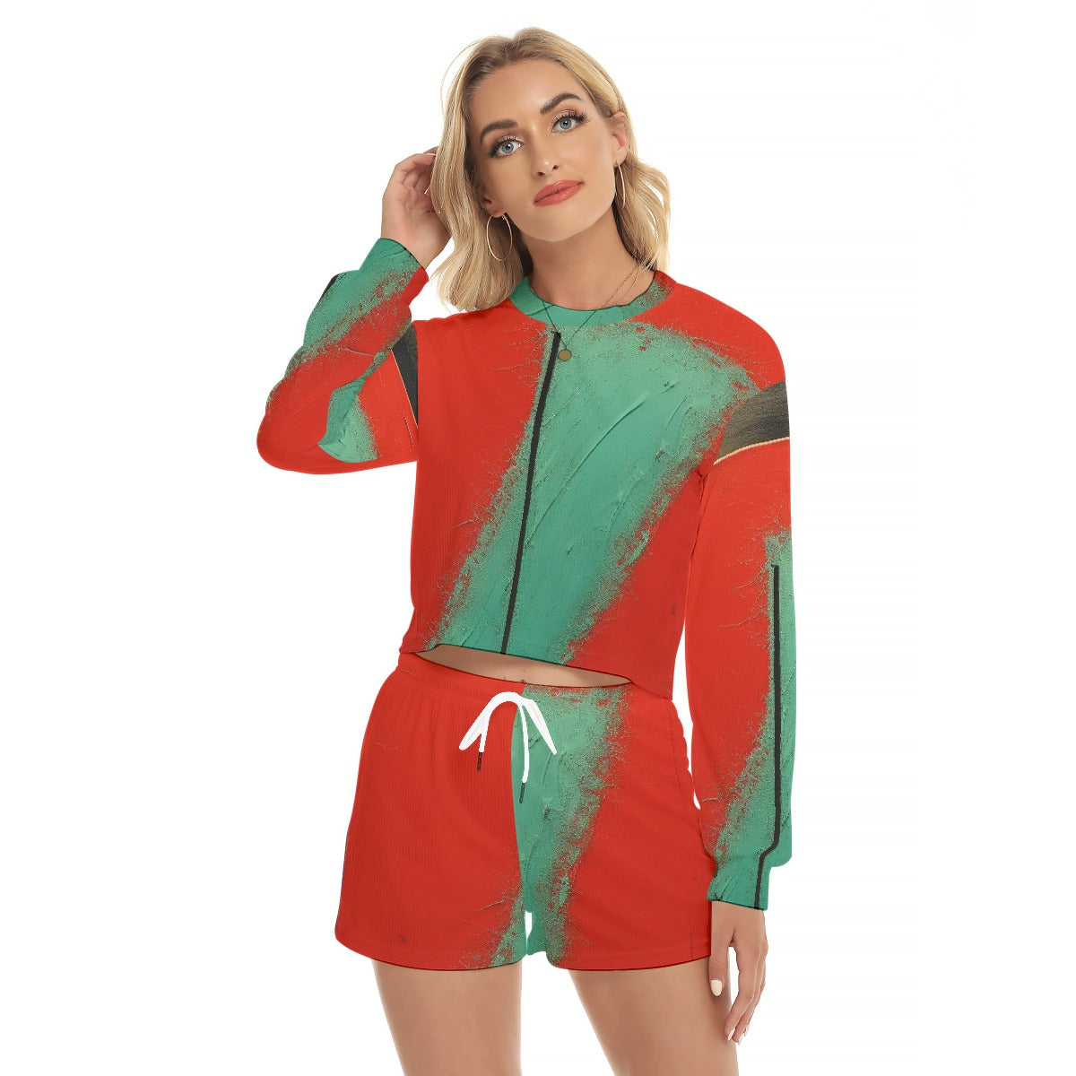 All-Over Print Women's Short Sweatshirt And Pants Suit
