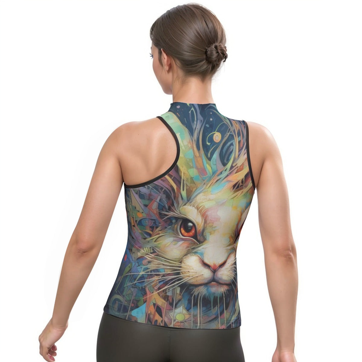 All-Over Print Women's Halter Sleeveless Asymmetrical Tank Top