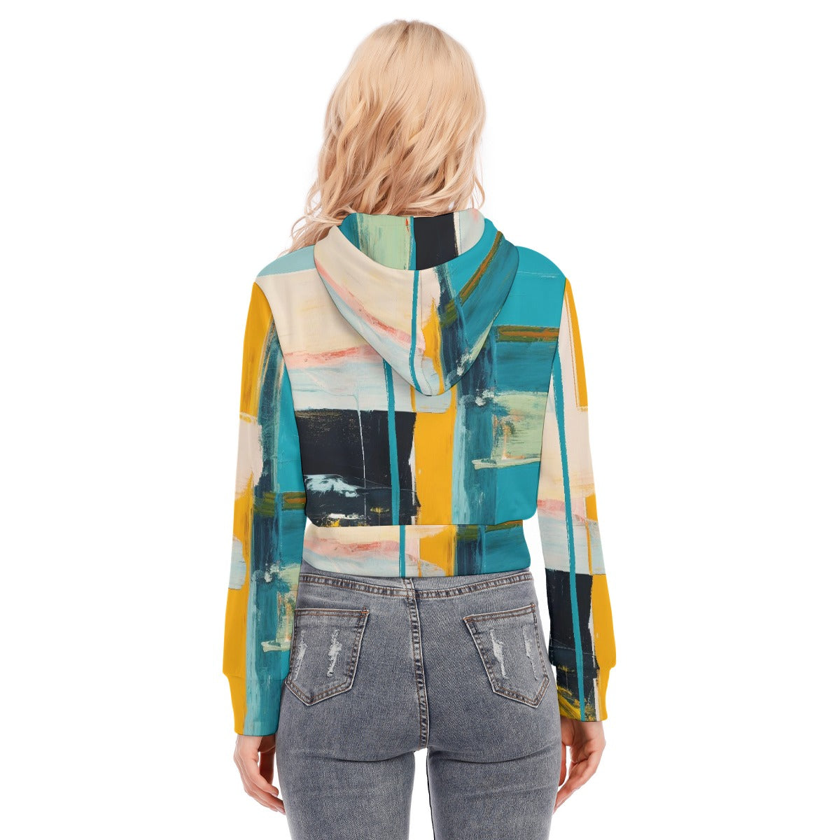 All-Over Print Women's Crop Top Hoodie With Zipper Closure