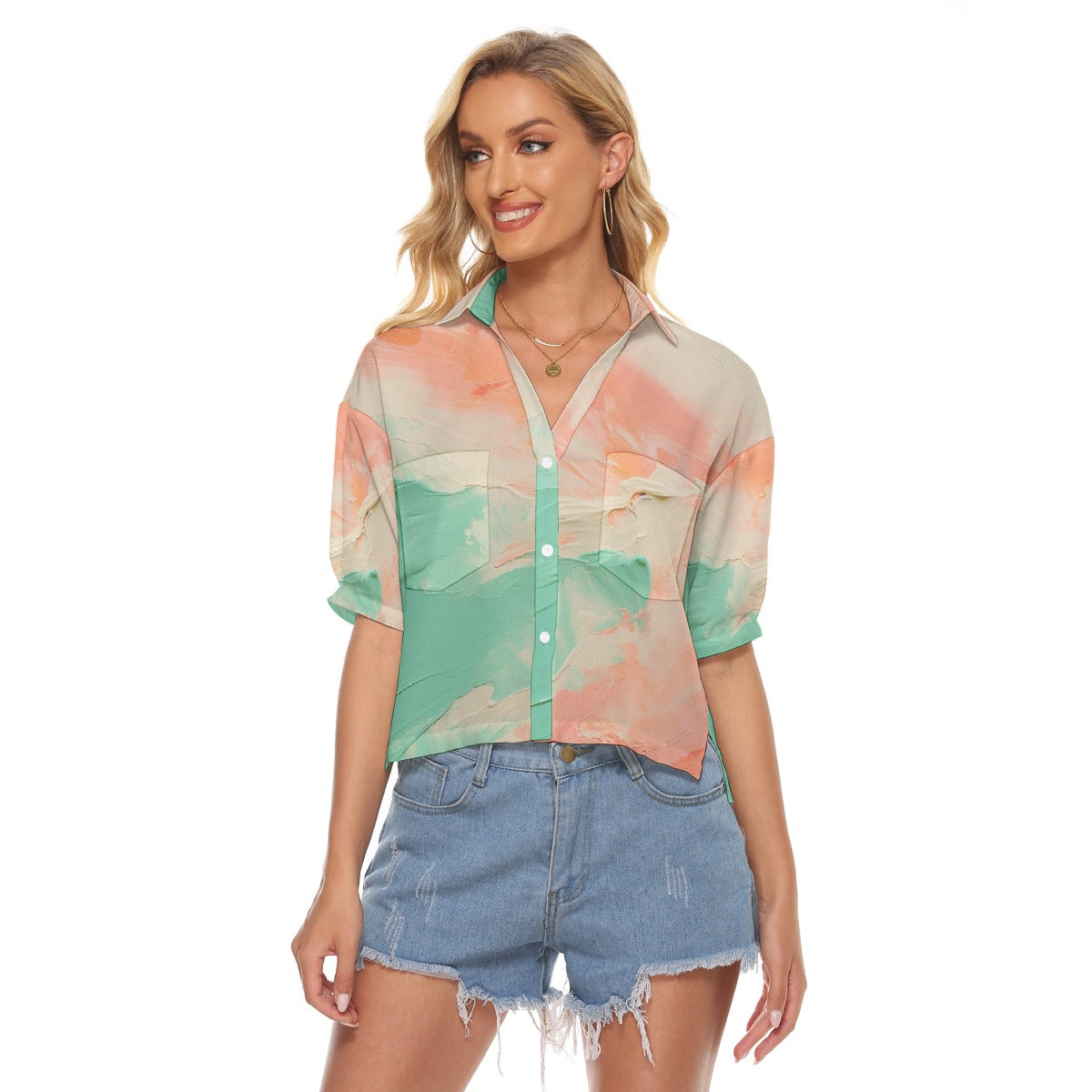 All-Over Print Women's V-neck Shirts
