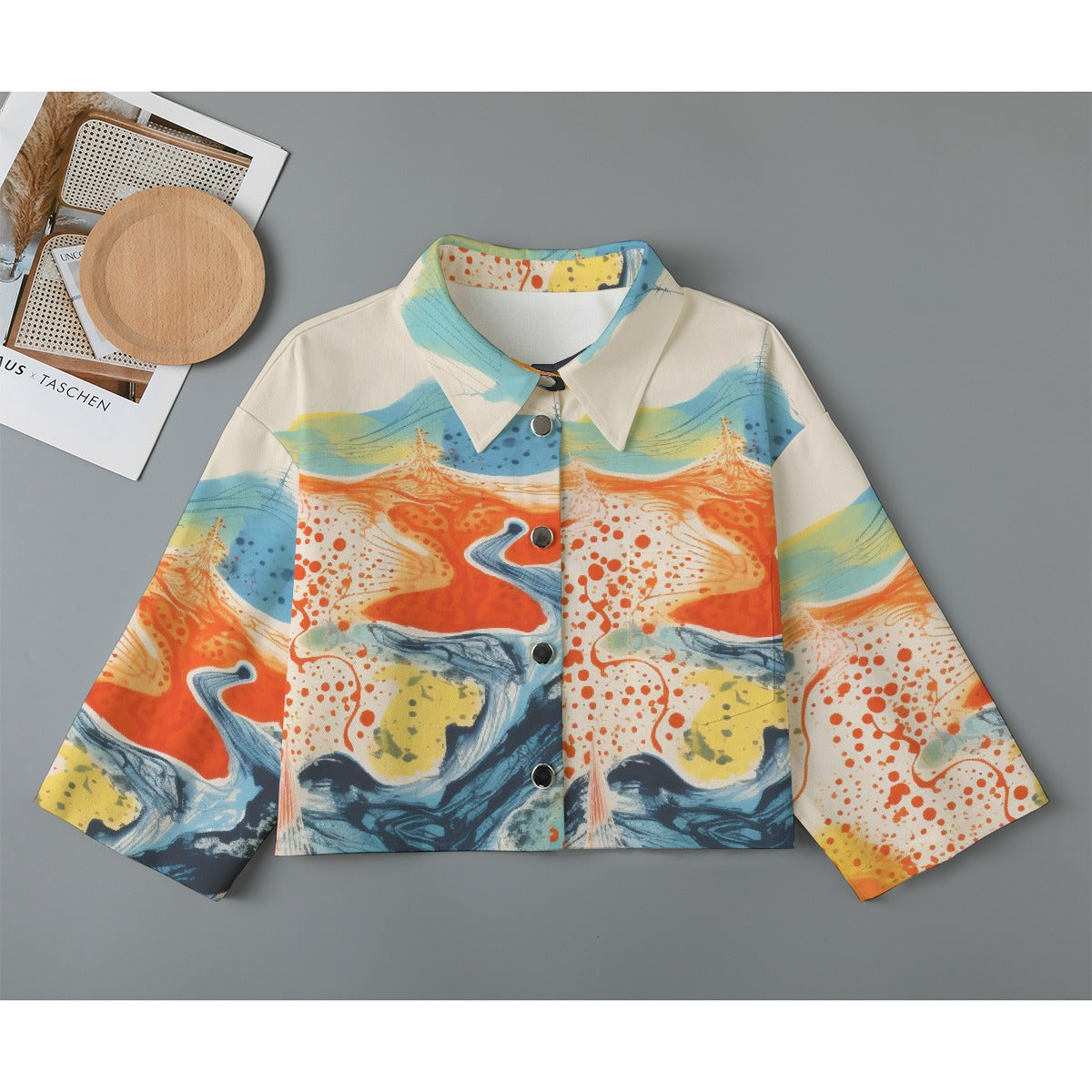 All-Over Print Women's Cropped Jacket | 245GSM Cotton