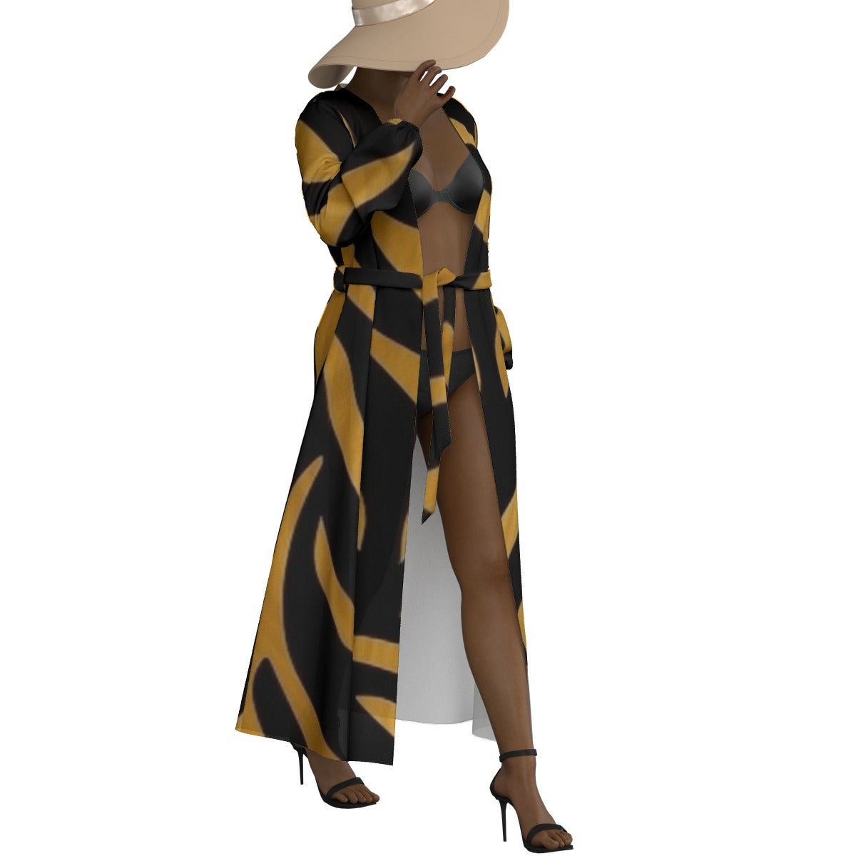 All-Over Print Women's Lace-up Chiffon Robe