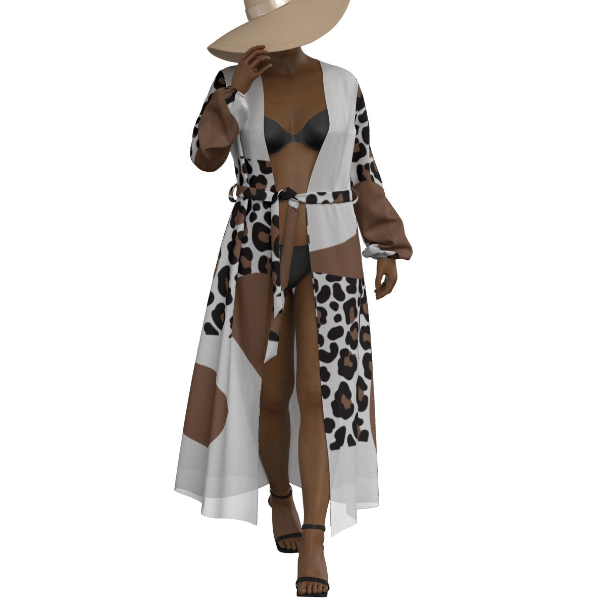 All-Over Print Women's Lace-up Chiffon Robe