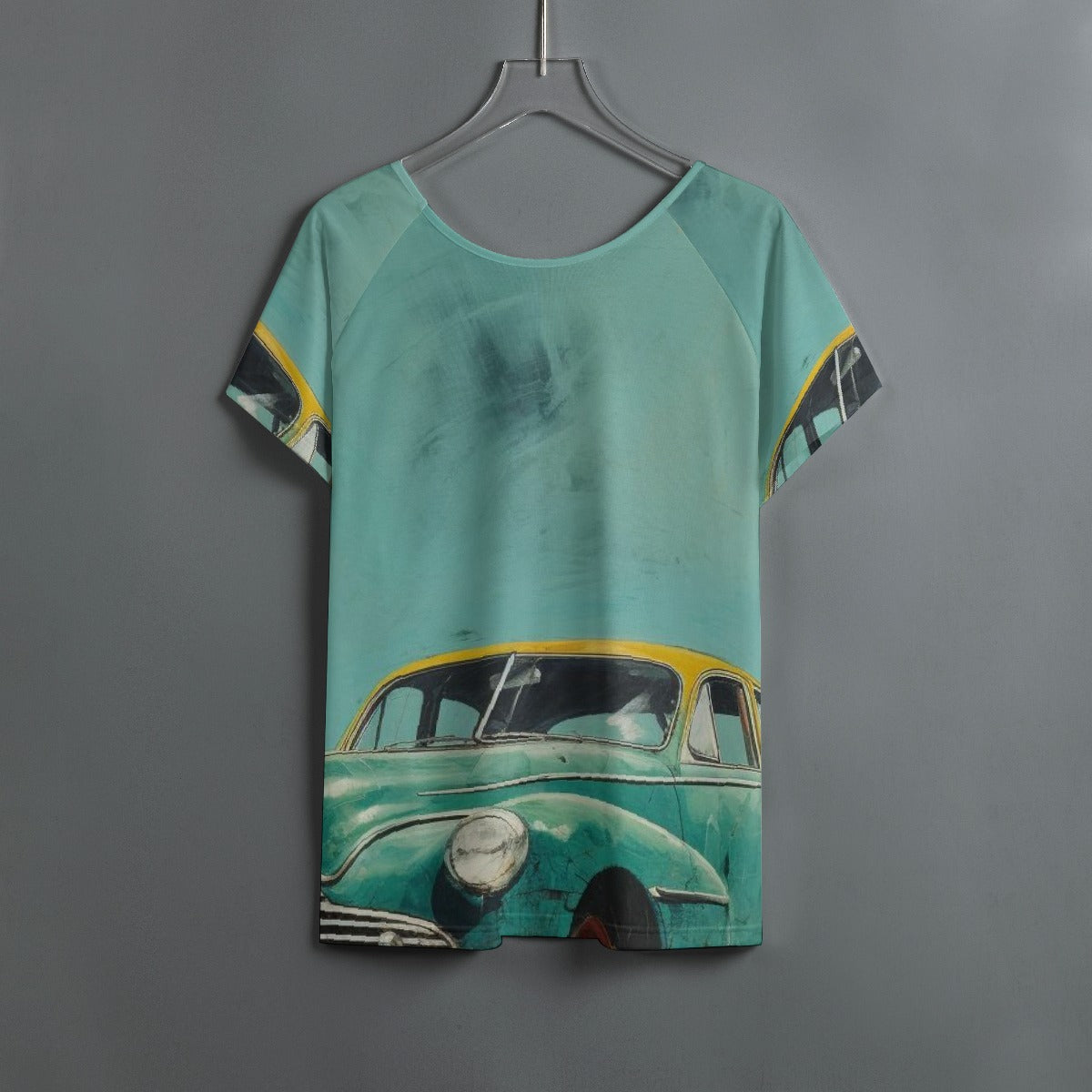 All-Over Print Women's Round Neck T-shirt With Raglan Sleeve