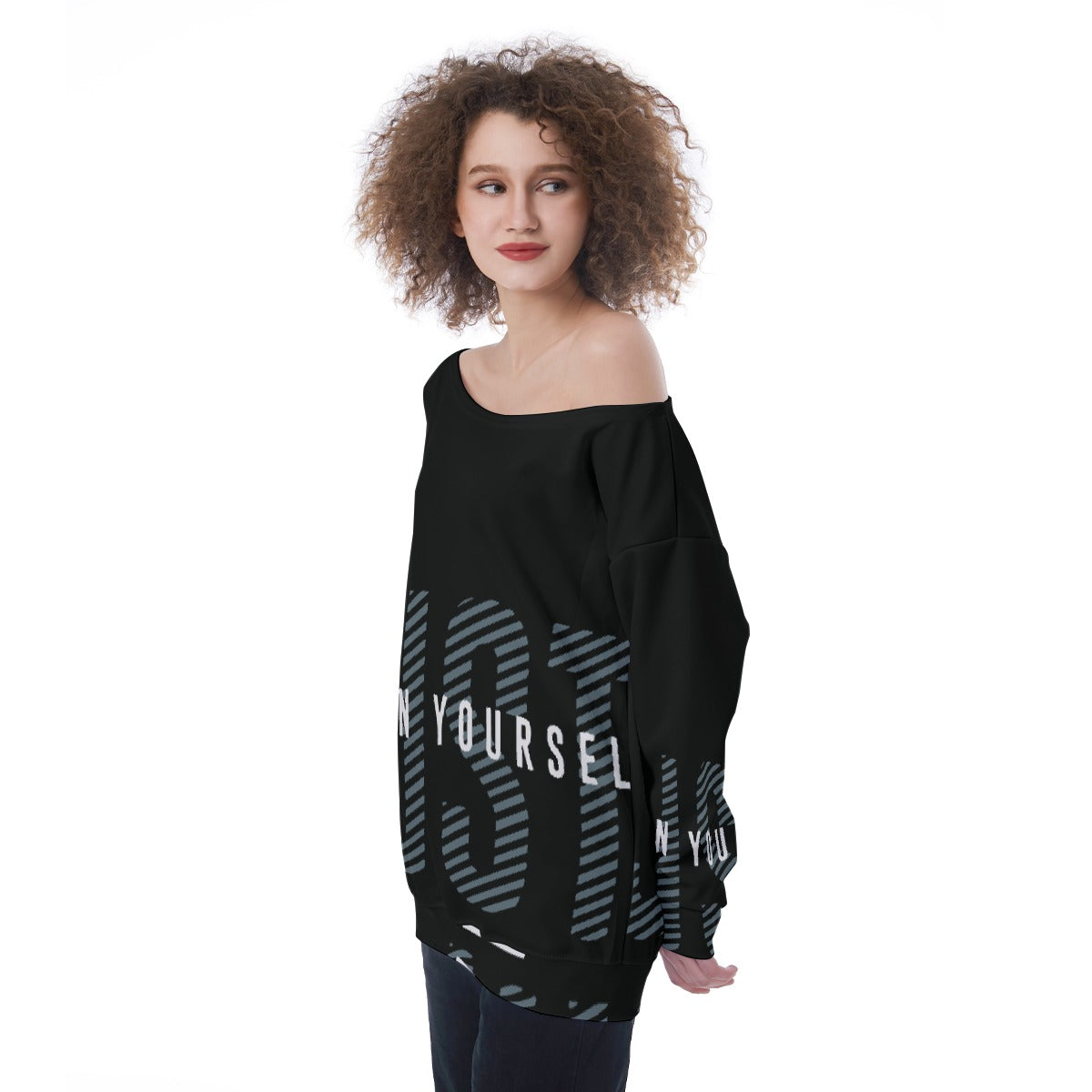 All-Over Print Oversized Women's Off-Shoulder Sweatshirt