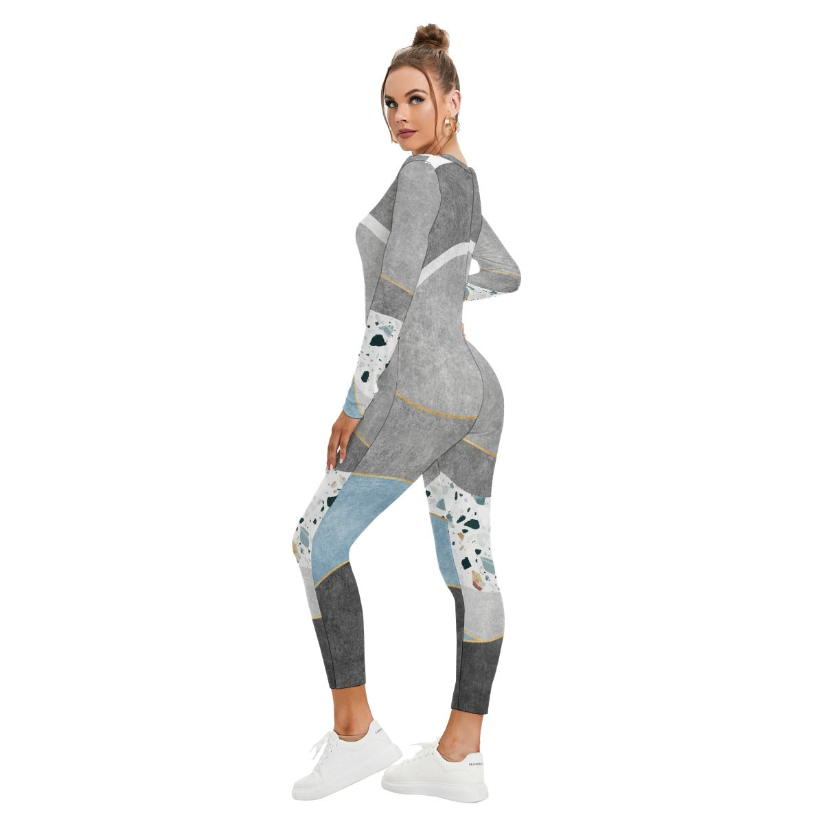 All-Over Print Women's Plunging Neck Jumpsuit