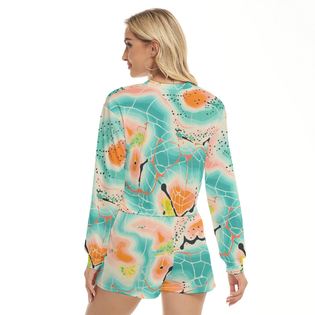 All-Over Print Women's Short Sweatshirt And Pants Suit