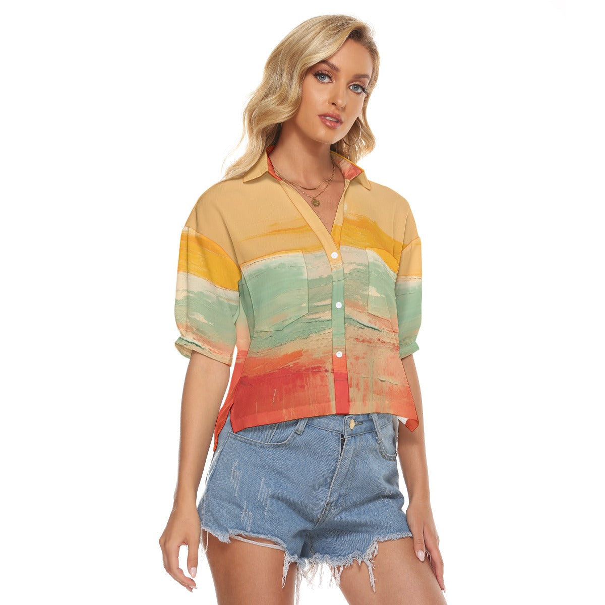 All-Over Print Women's V-neck Shirts