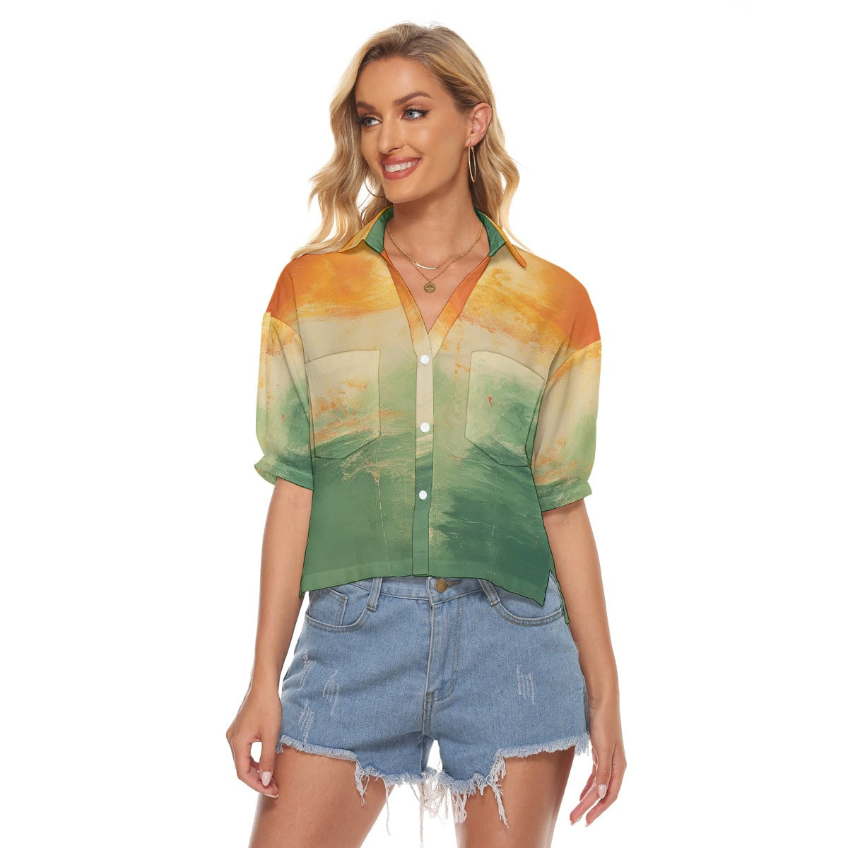 All-Over Print Women's V-neck Shirts