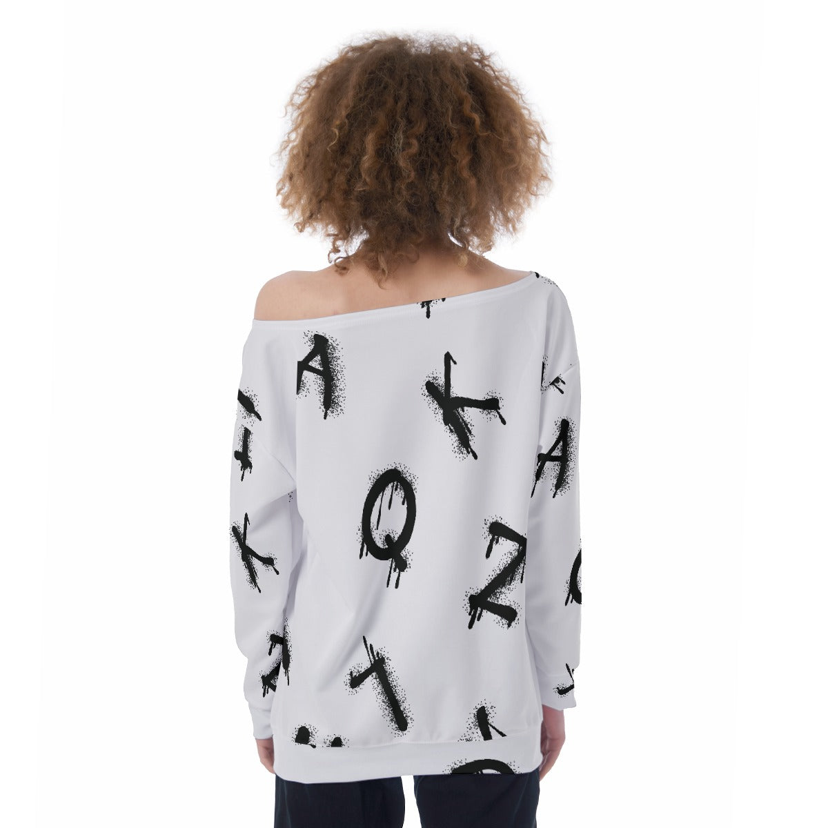 All-Over Print Oversized Women's Off-Shoulder Sweatshirt