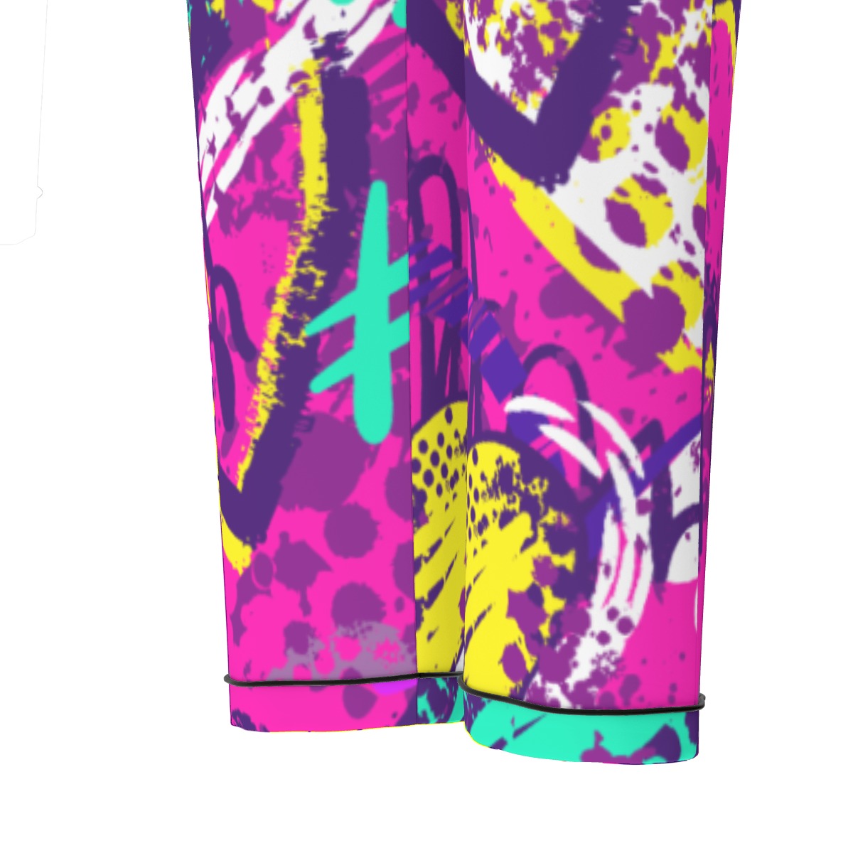 All-Over Print Women's Long Sleeve Pajama Set With Black Contrast Piping