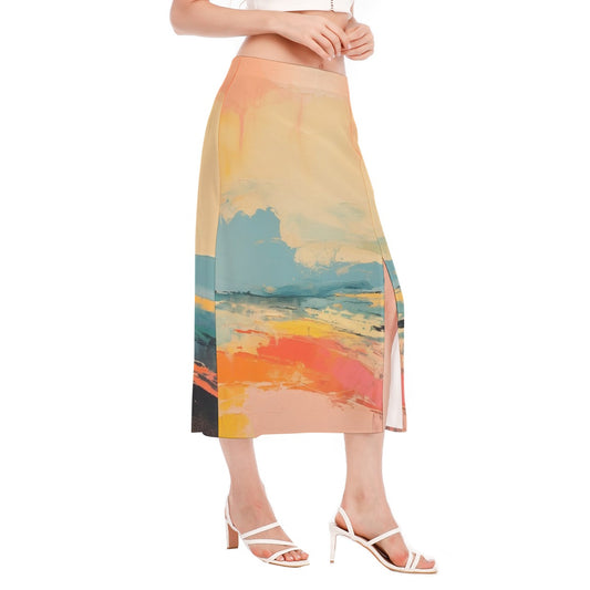 All-Over Print Women's High Slit Long Skirt