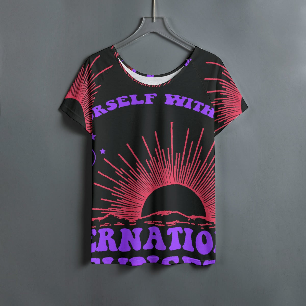 All-Over Print Women's Round Neck T-shirt With Raglan Sleeve