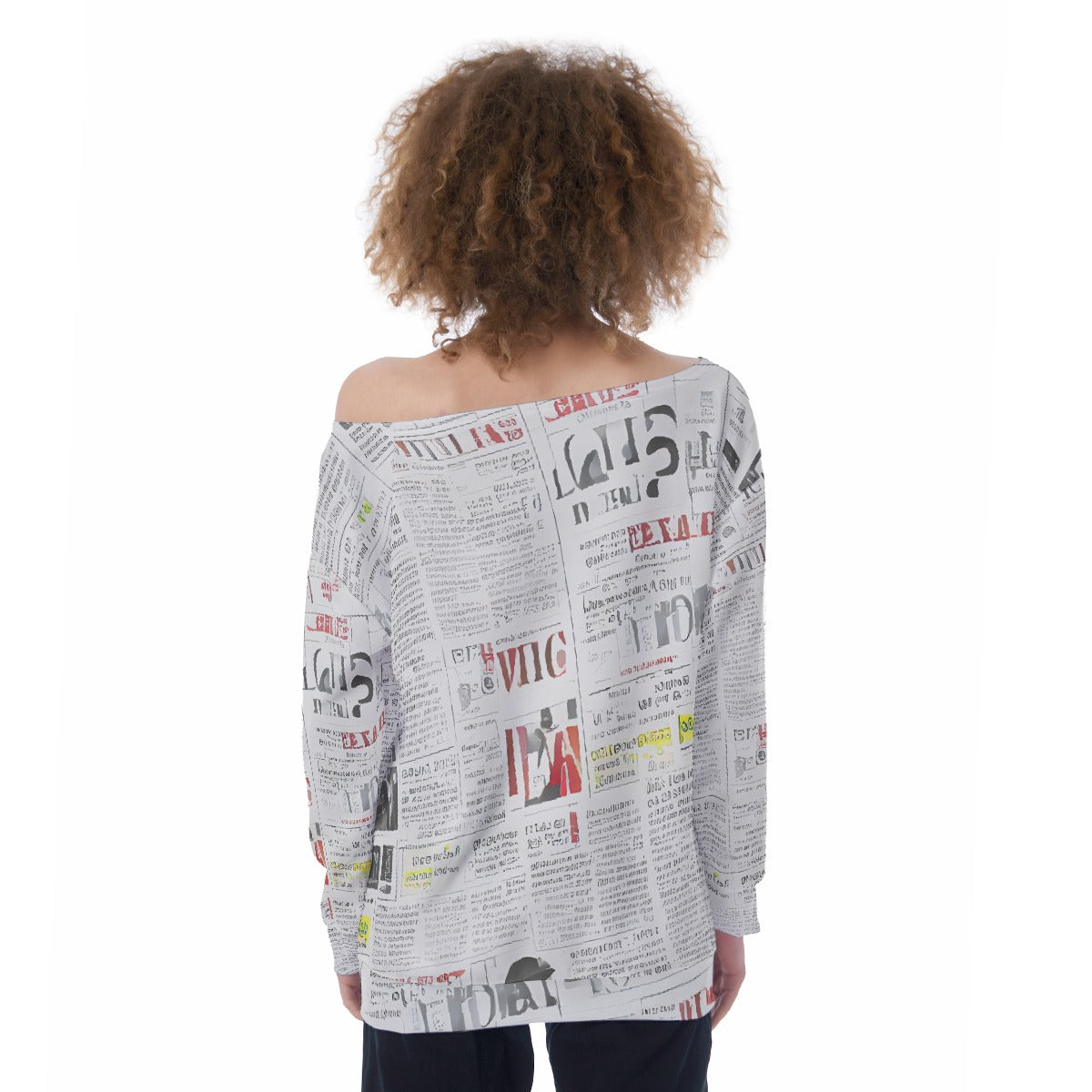All-Over Print Oversized Women's Off-Shoulder Sweatshirt