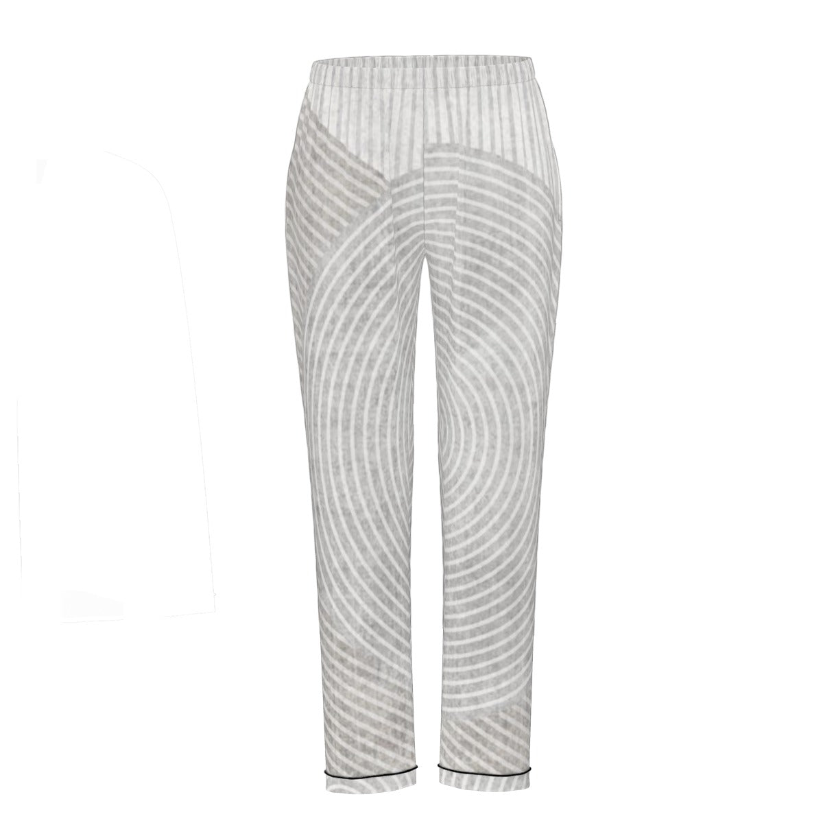 All-Over Print Women's Long Sleeve Pajama Set With Black Contrast Piping