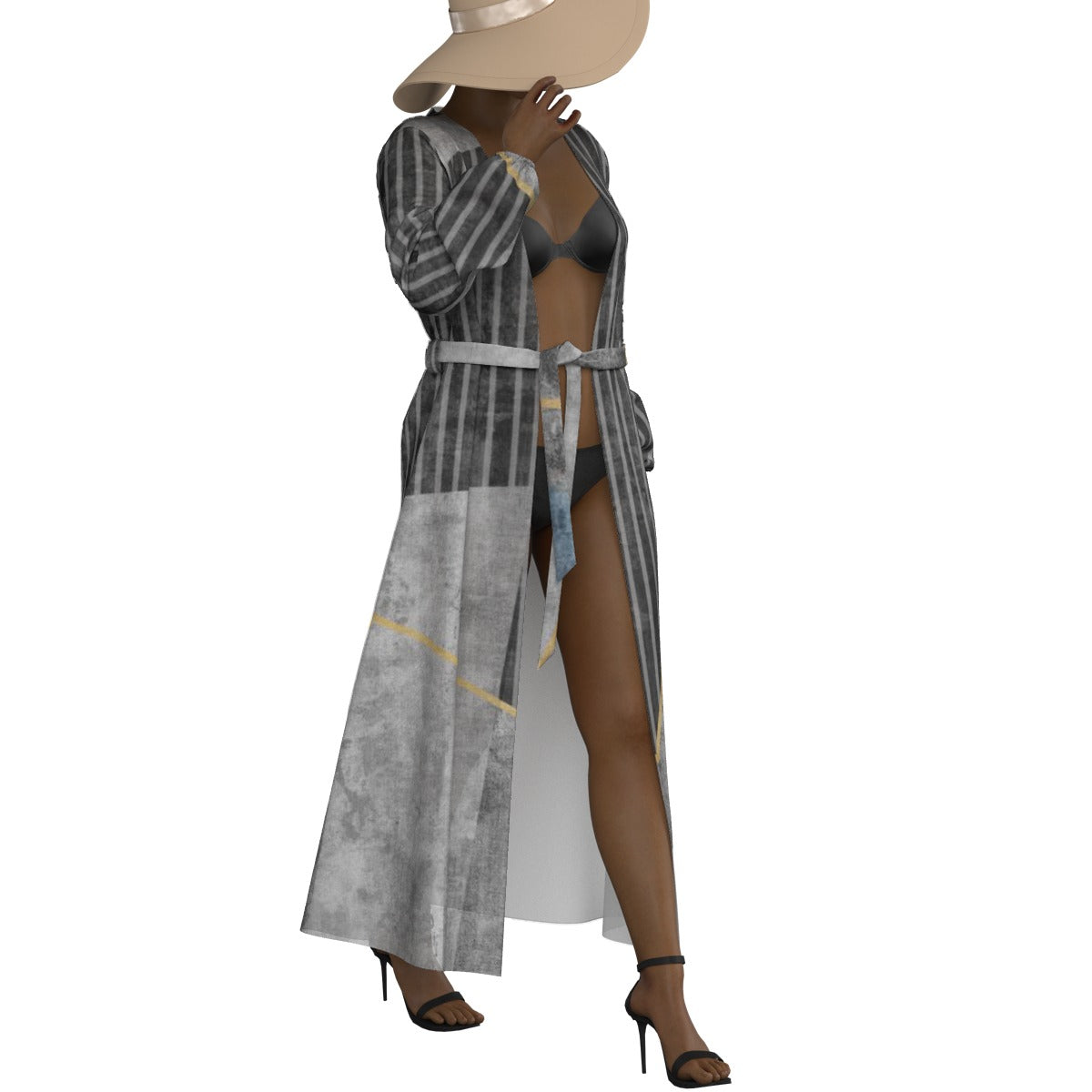 All-Over Print Women's Lace-up Chiffon Robe