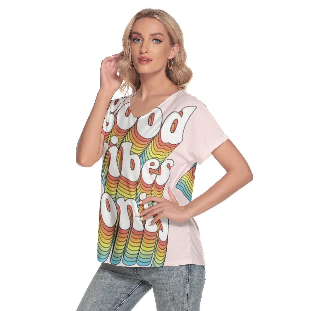All-Over Print Women's Loose V-neck Short Sleeve T-shirt