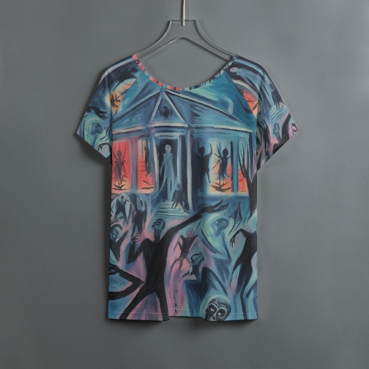 All-Over Print Women's Round Neck T-shirt With Raglan Sleeve