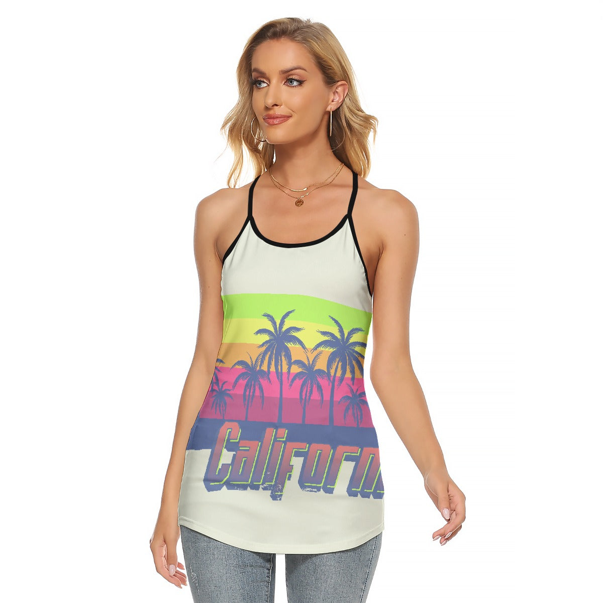 All-Over Print Women's Criss-Cross Open Back Tank Top