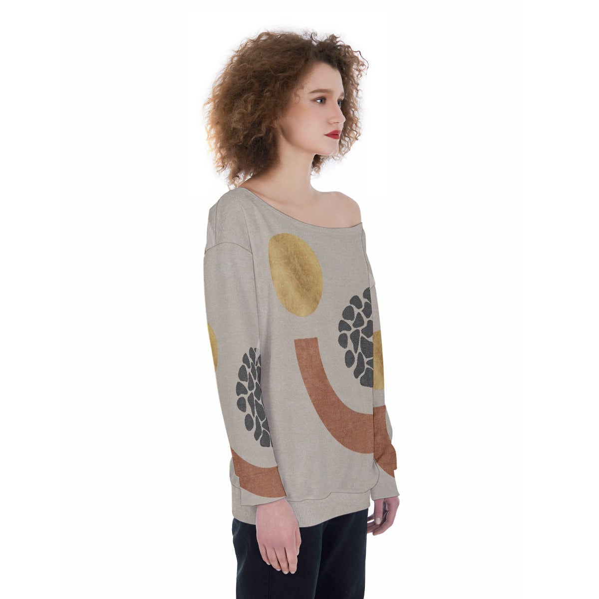 All-Over Print Oversized Women's Off-Shoulder Sweatshirt