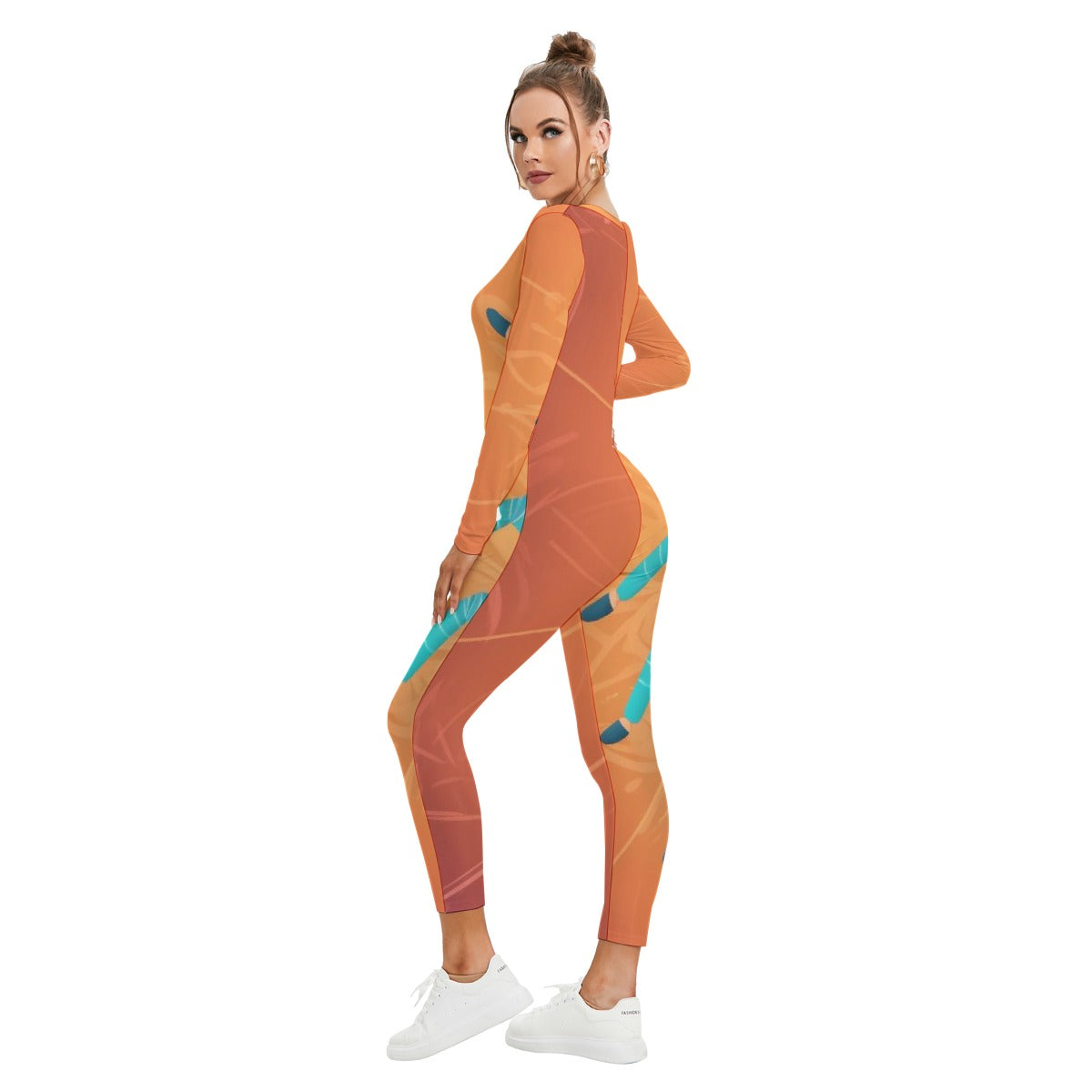 All-Over Print Women's Plunging Neck Jumpsuit