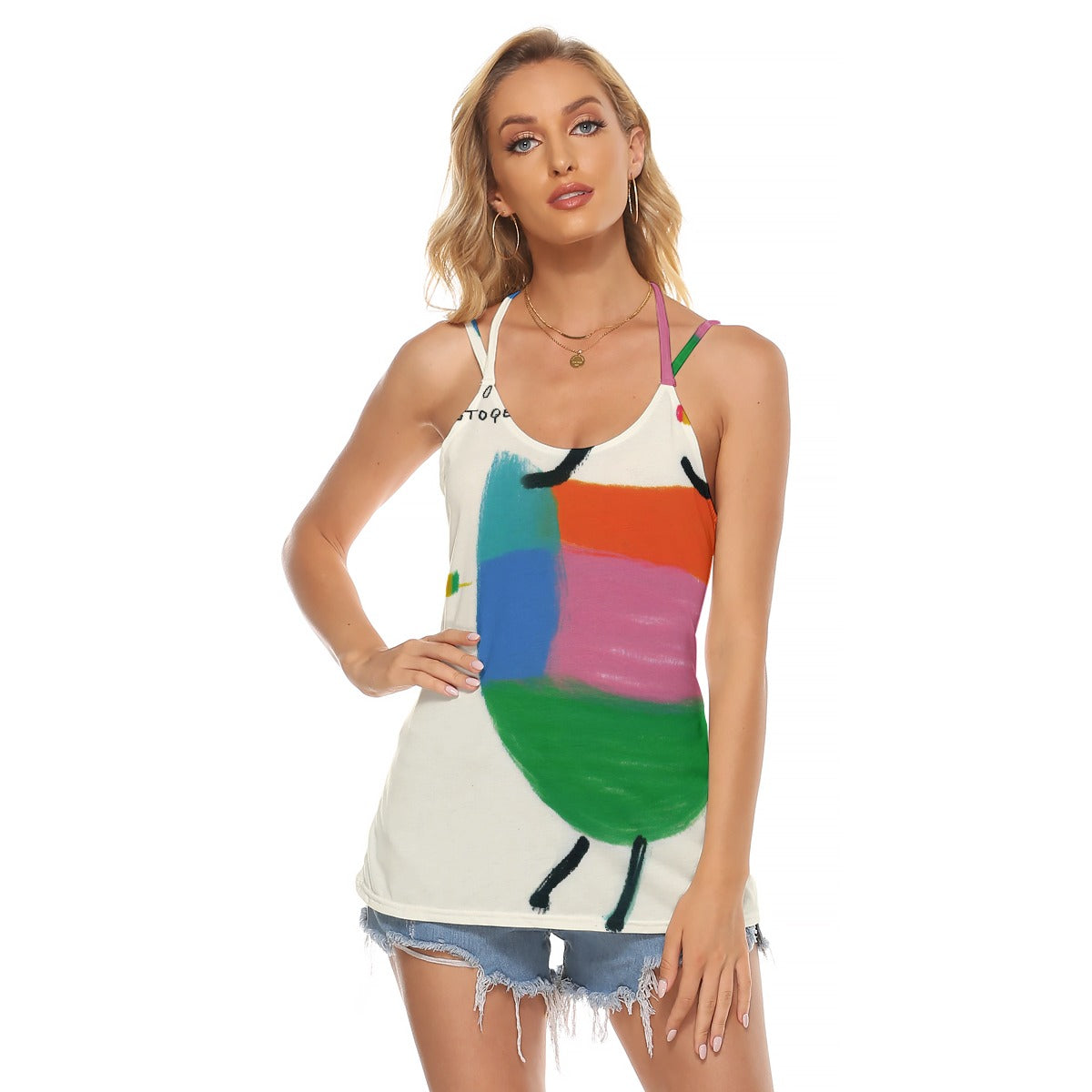 All-Over Print Women's Halter Top With Backless