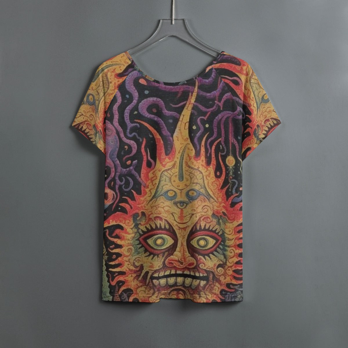 All-Over Print Women's Round Neck T-shirt With Raglan Sleeve