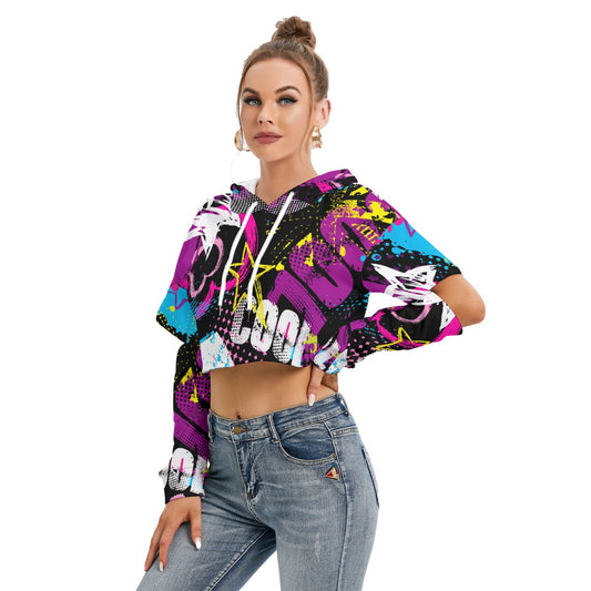 All-Over Print Women's Heavy Fleece Hoodie With Hollow Out Sleeve