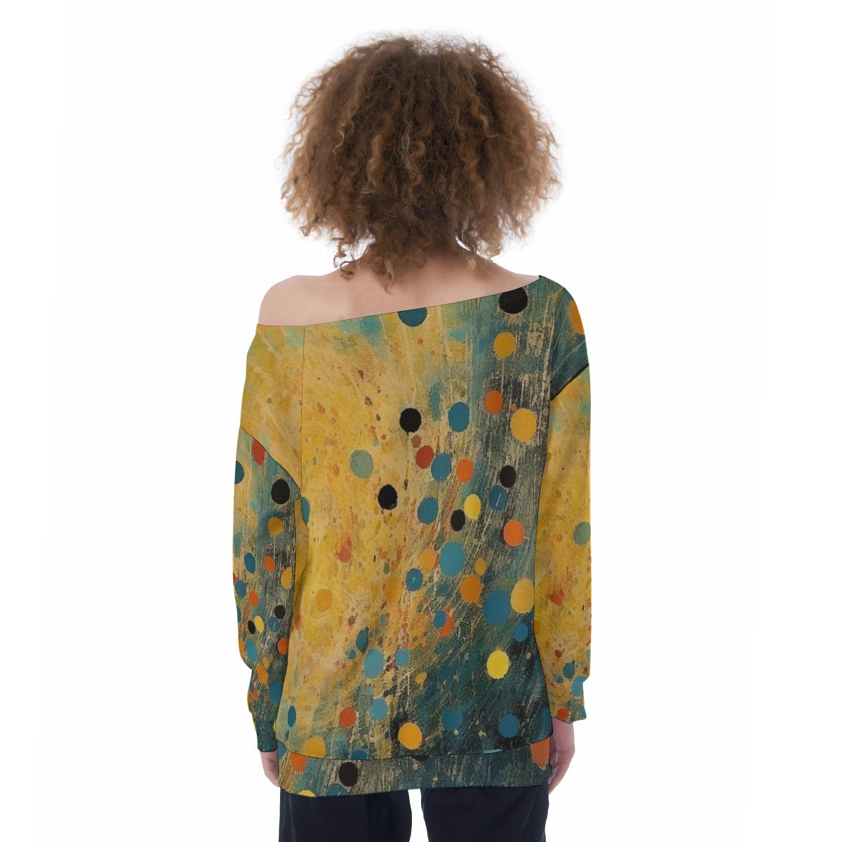 All-Over Print Oversized Women's Off-Shoulder Sweatshirt